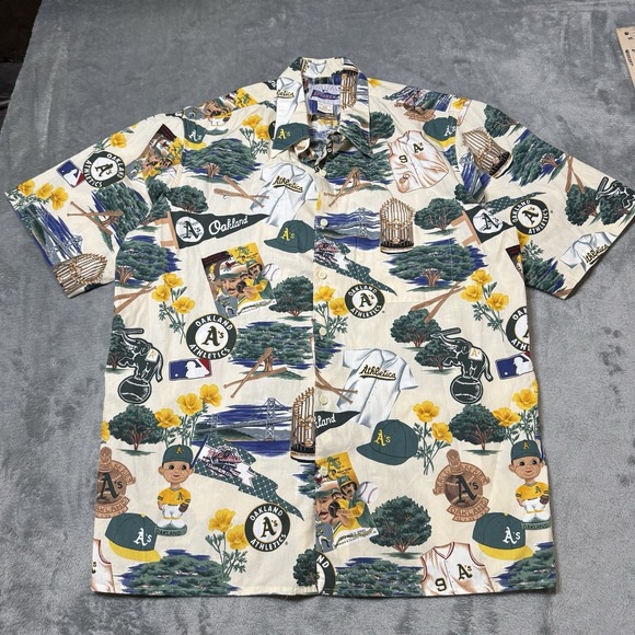 reyn spooner Other - VTG Reyn Spooner Shirt Mens M Oakland‎ Athletics MLB Hawaiian Sportswear RARE
